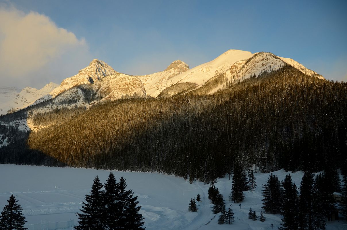 10 Sunrise On Collier Peak, Popes Peak, Mount Whyte, Big Beehive, Mount Niblock and Mount St Piran From Chateau Lake Louise